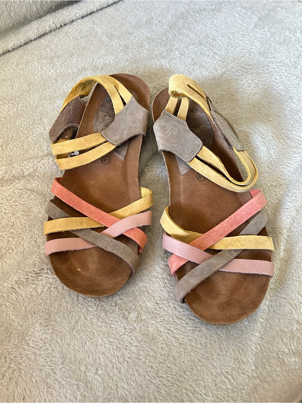 NWOT Inter-Bios Multicolor Strappy Suede Pastel Women’s Sandals - Size 10